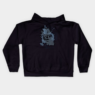 Halftone Retro Circle Symphony in Blue Kids Hoodie